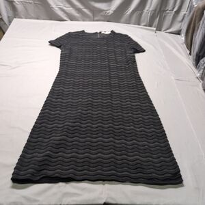Tory Burch Womens Black and Gray Sheath Midi Dress Wave Merino‎ Wool Size L